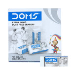 Doms Non-Toxic Dust Free Extra Long Eraser | for Clean & Clear Erasing | Stationery Gift Item for Kids & Students |