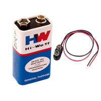9V Hi Watt Battery With Clip Connector
