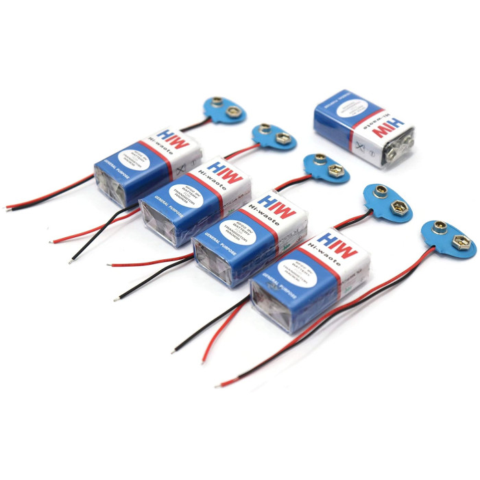 COMBO of 9v Battery and 9V Battery Connector -Pair of 5