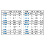 20Values Diodes Kit 1N4001 1N4002 1N4003 1N4004 1N4005 1N4006 1N4007 1N4148 1N5404 1N5406 1N5408 RL207 UF4007 FR107 FR207 1N5817 1N5819 1N5822 15SQ045 10A10 Rectifier Schottky Diode Assortment