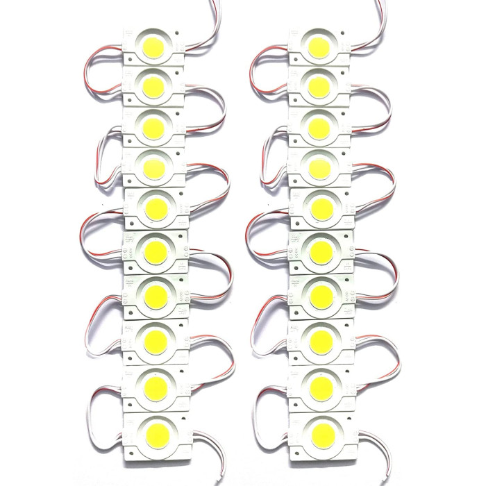 12V 2.4 Watt LED Light Coin Shape Module Led Bulb Light Lamp for Temple, Home, Bike, Car, Cycle Decoration (20pcs White)