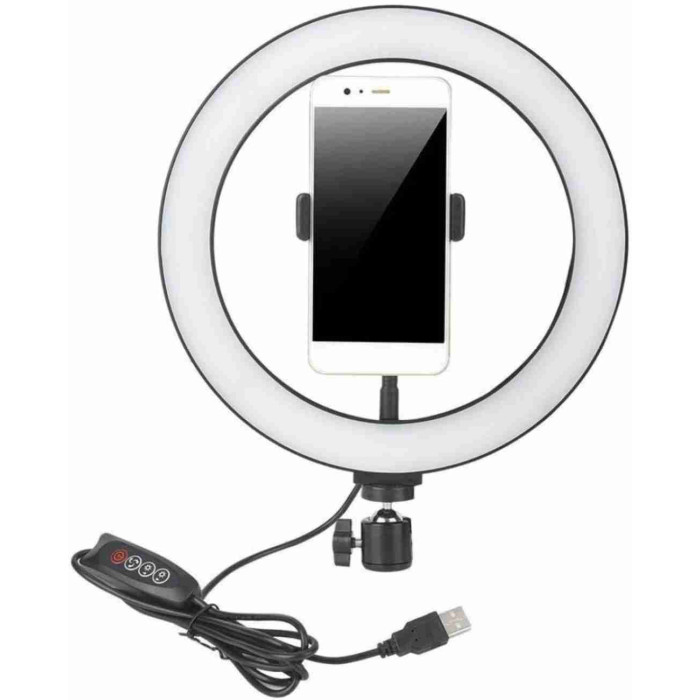 10 inch Big Selfie Ring Light for Live Stream-LED Ring Light with Phone Holder Dimmable Makeup Light with 3 Light Mode (White)