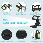 COB Rechargeable Keychain Mini Flashlight 4 Light Modes 10 lx Camera LED Light  (Batteries Included)