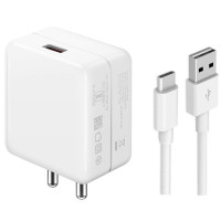 65W Fast Charger with 1 Meter Type C USB Data Cable (5V=4A/10V=6A, TDS6, White)