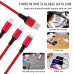 3 In 1 Charging Cable Nylon Braided Multifunction Fast Charging Cable For Android Smartphone, Ios And Type C Usb Devices (RED)