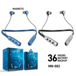 DNM MN-002 Wireless bluetooth neckband With 36 hours battery backup - High quality (Gray Black) Pack of 2