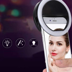 Selfie LED Ring Flash Light, Portable Phone Selfie Lamp with 36 LED Bulbs, 3 Brightness Levels, Independent Lighting for IOS (Black)