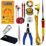 Solder Iron kit, 25W Soldering Iron with Digital Multimeter, Wire cutter, Iron Stand, Soldering Paste, Soldering Wire, Tweezer (8 In 1 Combo)