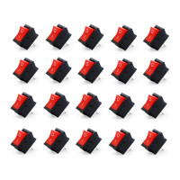 (20psc) Small Mini Boat On/Off Rocker Switch Snap-in 2-Pin Red Plastic Button