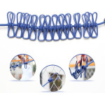 Portable Multi Functional Drying Rope with 12 Clips and 2 Hooks