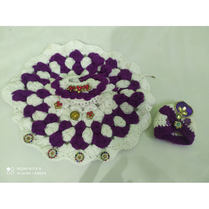 Laddoo Gopal Ji Woolen Crochet violet Dress