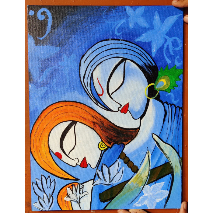 Radha Krishna  (hand crafted portrait) art theme