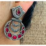 Oxidized Floral Design Jhumka Earrings Brass Jhumki Earring