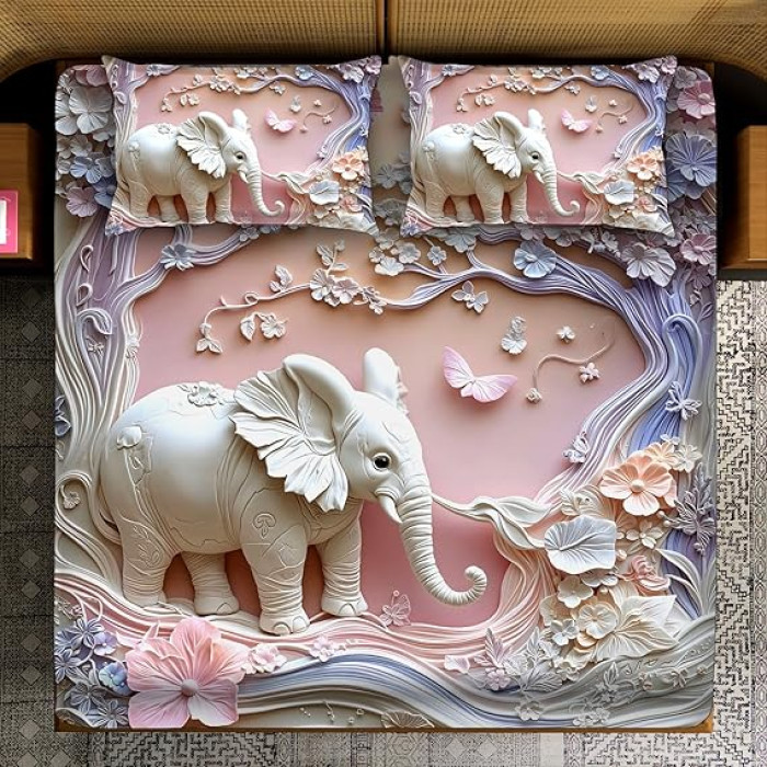 MAHATAV King Size 7D Digital Print Bedsheet – 350 TC Cotton, Kids Friendly Design, Soft & Breathable 180 GSM Fabric, Machine Washable, Gift-Ready Packaging. (108x108 Inches). (Elephant)